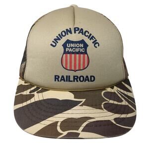 Union Pacific Railroad Snapback Rope Trucker Hat Multicolor One Size Camo